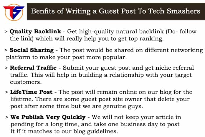 Benfits of Writing a Guest Post To Tech Smashers