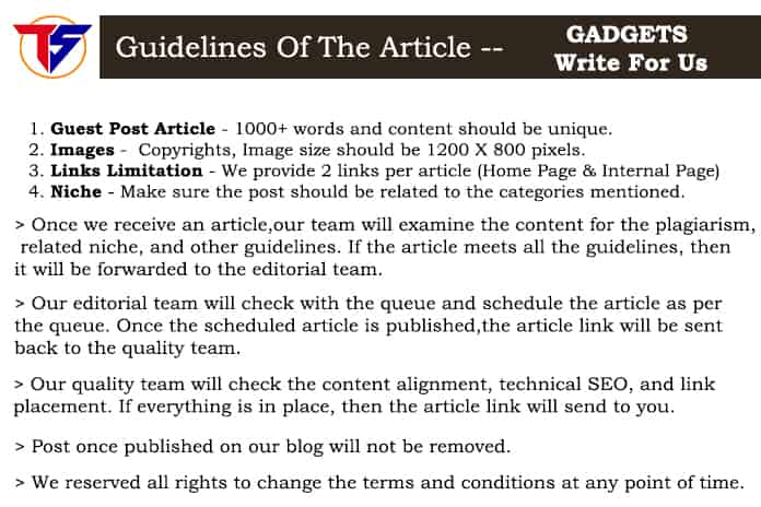 Guidelines for techsmashers - Gadgets Write For Us